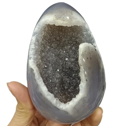 Stone Agate Geode Carved Egg Crystal Home Office Decoration Craft Gifts(Size:1.4-1.9g)