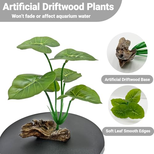 2-Pack Aquarium Decor Fish Tank Decorations 6-inch Betta Fish Tank Plants Leaf Hammock, Artificial Silk Aquarium Plants Betta Tank Accessories, Goldfish, Reptiles Plant Decor Driftwood - Image 5