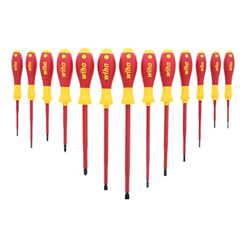 Image of Wiha 32094 Slotted & Phillips Insulated Screwdriver Set, 13 Piece, 1000V VDE, SoftFinish Handle, Black Oxide