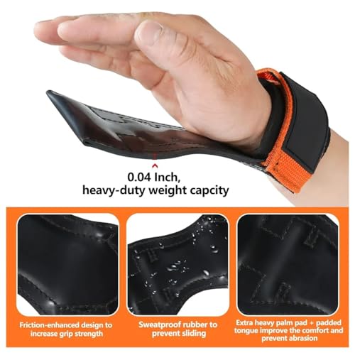 Image of INDIAHUNK New 2025 Weight Lifting Grips (Pair) - Heavy Duty (Orange) Powerlifting Straps with Neoprene Padded Wrist Wraps for Deadlifts, Pull-Ups, Rows & Bodybuilding