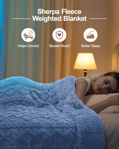 Super Fuzzy Soft Sherpa Fleece Weighted Blanket, 20 lbs Dual Sided Fluffy Heavy Weighted Blankets for Adults - No Bunching with Double Layers of Soft Inner Lining (60"x 80", 20 Pounds)