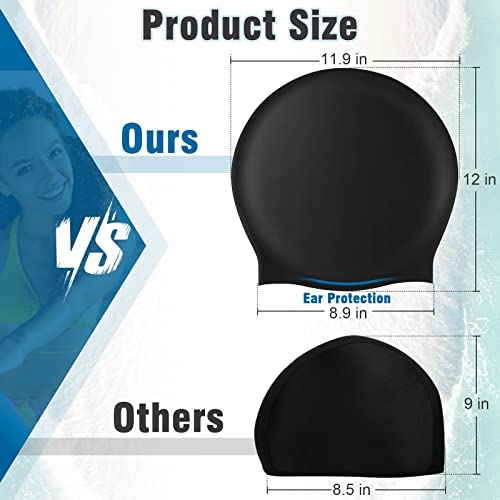 Kwanan Extra Large Swimming Cap For Long Hair, Braids And Dreadlocks, High Elasticity Thick Swim Hats, Waterproof Silicone Swim Cap For Women&Men, Keep Your Hair Dry #TOP1