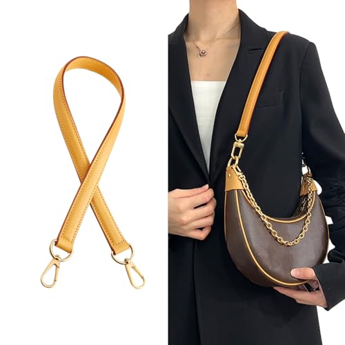 Image of Genuine Vachetta Leather Shoulder Bag Strap Replacement for Graceful Tote Bag(BEESWAX-Width:0.7in&Length:27.5in)