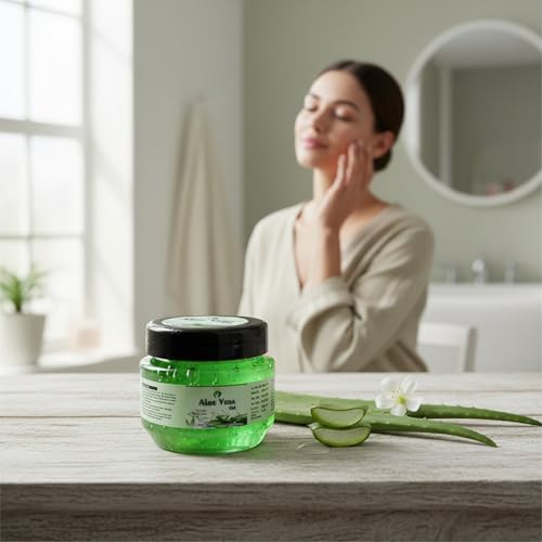 Image of VPGRASSY Natural Aloe Vera Gel - 100gm | Soothing & Hydrating Gel for Face, Hair & Skin | Pure Herbal Moisturizer for Men & Women | Paraben-Free