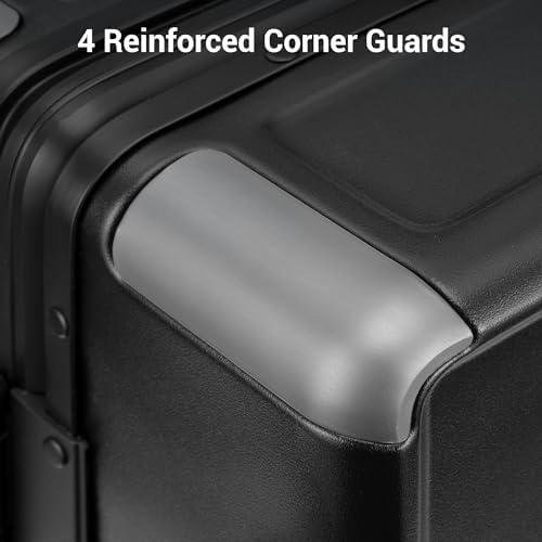 LEVEL8 Zipperless Carry On Suitcase Airline Approved with Aluminum Frame, Hard Shell Luggage with Spinner Wheels, Metal Travel Luggage with Double Tsa Locks, 20 Inch, Black - 3