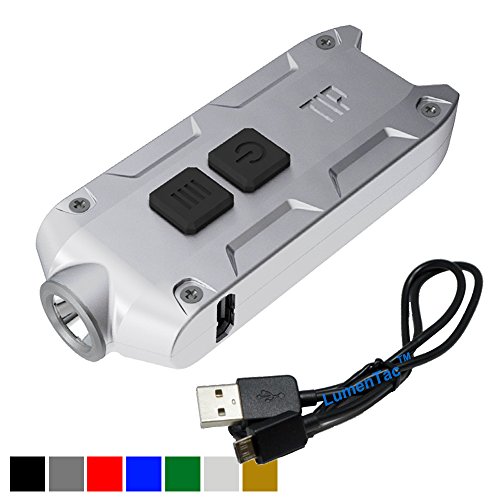 Nitecore Tip silver 360 lumens USB rechargeable keychain flashlight with LumenTac USB cable - silver (more colors available in options)