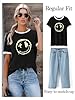 WIEIYM Women's T-Shirts Crew Neck Short Sleeve Ladies T Shirts Casual Summer Tops Smile Face Printed Tee Shirts Blouse S-XXL Black #1