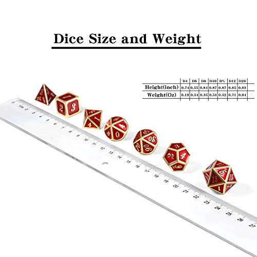 Ruby Red Dnd Metal Dice, Dndnd 7Pcs Metallic D&D Dice Set For Dungeons And Dragons Game #TOP4