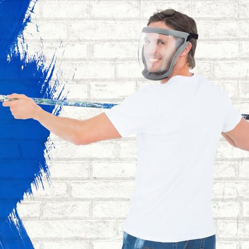 Relaxweex 4 Pack Super Protective Face Shields with Filter Pad for Grinding and Cutting Plastic Full Face Masks Bulk for Woodworking (Grey) by Relaxweex - Image 7