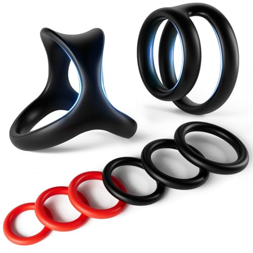 Sex Toys Penis Ring Silicone Cock Rings for Men - 8 Sizes Cockring Cock Sexual Stretchy Cockrings Male Sex Toys for Longer Erection Adjustable Cock Ring Set Adult Toys