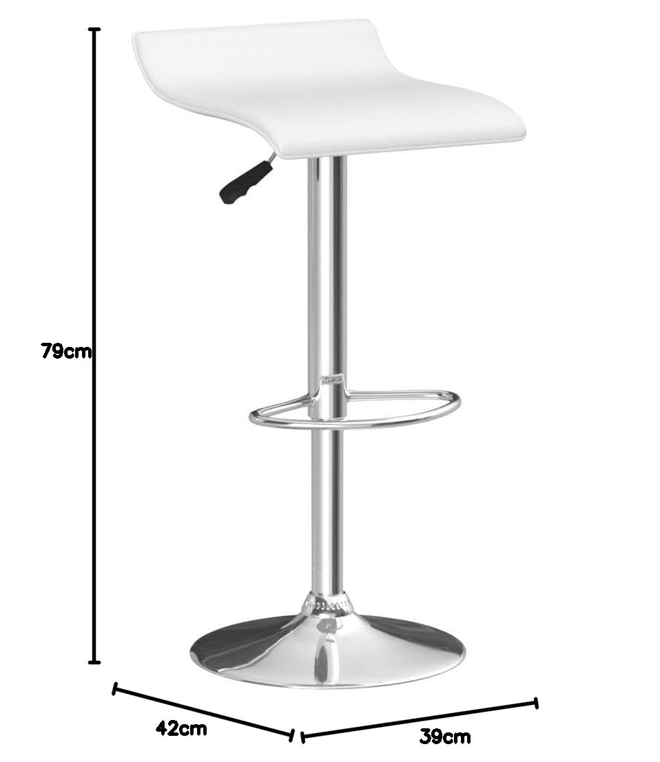 Beltom® 2 SGABELLI da Bar E Cucina con PENISOLA Regolabili in Altezza Sedia Girevole per PIZZERIE Pub RISTORANTI Hotel Soggiorno Ufficio - Modello Wave - X2-Bianco