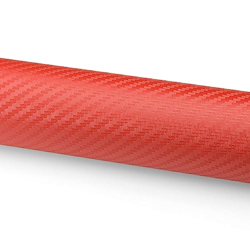 12"X60" (1Ftx5Ft) 3D Carbon Fiber Red Textured Matte Car Auto Motorcycle Vinyl Wrap Sticker Diy Decal Film Sheet Air Release Bubble Free Self Adhesive Peel And Stick Free Tool Kit #TOP2