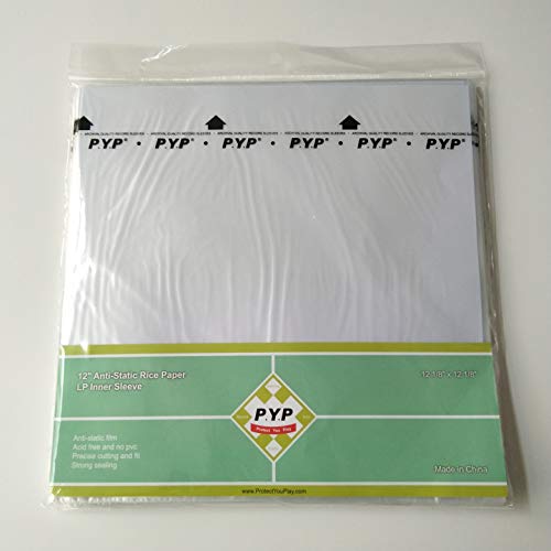 33RPM Rice Paper Anti Static LP Inner Sleeves 3 Ply Style Vinyl Record Sleeves Protect Your LP Collection by P.Y.P Protect You Play(100)