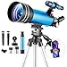 FAGHTO Telescopio Astronómico Refractor de 70mm con óptica de Vidrio con Revestimiento Completo, 2 Oculares, 2 Lentes Barlow, Trípode Ajustable y Control Remoto, para Observación de Estrellas