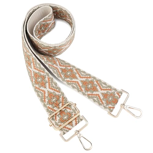 Image of Wide Shoulder Strap Replacement for Crossbody Handbag Canvas Belt Guitar Adjustable Strap with Gold Hardware