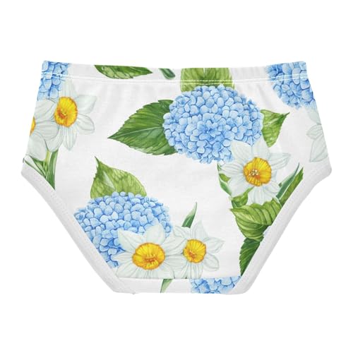 Cotton Girls Underwear Toddlers Blue Hydrangeas White Girl Panties Cute Fun Kids Briefs Undies 2t2