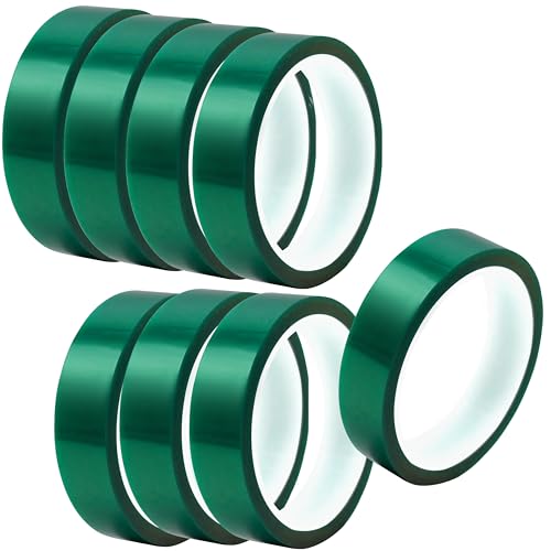 Image of 8 Rolls Heat Tape for Sublimation, Heat Resistant Tape for Heat Transfer Sublimation Press, 20mm x 33m(108ft) No Residue Heat Transfer Tape (Green)