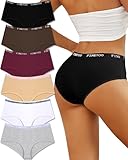 FINETOO Womens Underwear Cotton Hipster Sexy Panties Full Coverage Briefs Stretch Bikinis Comfortable Cheeky 6 Pack(L)