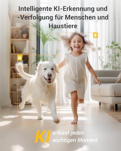 BoyKeep 2.4G/5GHz Überwachungskamera Innen 2K 360° WLAN Überwachungskamera Indoor Hundekamera mit APP Babyphone mit Kamera mit Bewegungserkennung, Nachtsicht, Zwei-Wege-Audio, K30 (White 2-Pack)