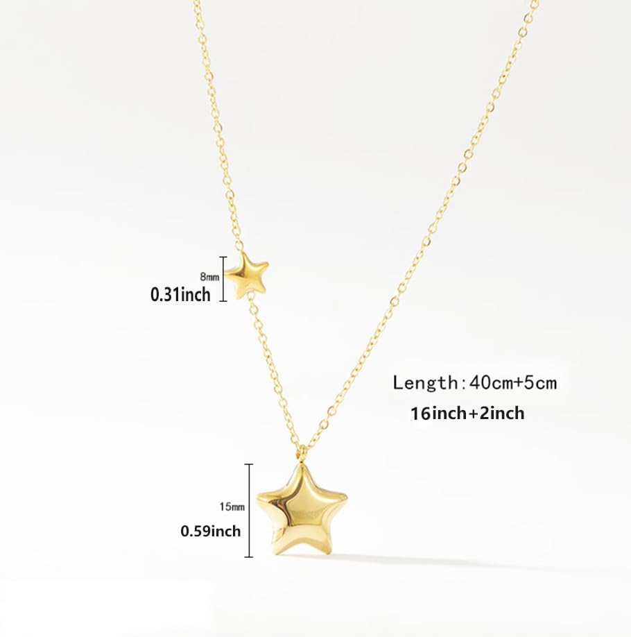 Rnivida Stainless Steel Star Necklace for Women Minimalist Star Charm Pendant with Adjustable Chain - Image 5