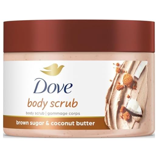 Dove Scrub Brown Sugar & Coconut Butter For Silky Smooth Skin Body Scrub Exfoliates & Restores Skin's Natural Nutrients 10.5 oz