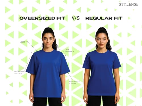 Image of Cotton Blend Oversized Baggy Fit Drop Shoulder Graphic Printed Half Sleeve T-Shirt Combo for Women (Pack of 3) (Sizes: S to 2XL)