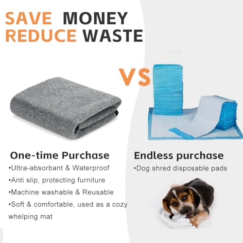 Image of Washable Pee Pads for Dogs, Extra Large Reusable Dog Pee Pad, Waterproof Pet Mat, Dog Playpen Mats for Puppy Training Whelping Playpen Pads, Grey, 36x36 inch