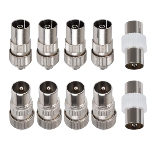GRVICH TV Aerial Connectors Set - 4 Male, 4 Female, 2 Female-to-Female Couplers - Coaxial Cable Adaptors for RF Cable