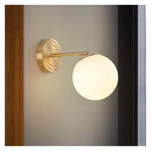 MOUKWLEK Lámpara de pared de un solo cabezal, color cobre, luz cálida, 8 W, totalmente de cobre