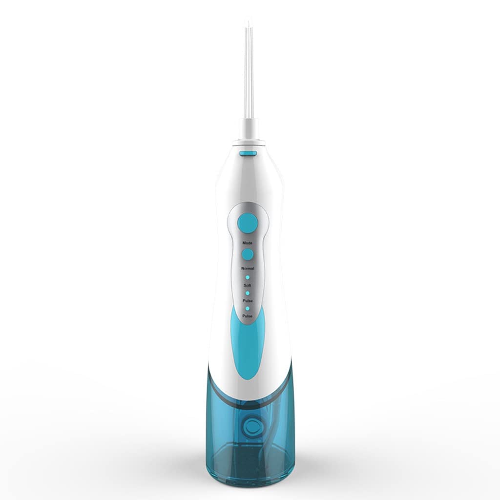 JSY Irrigador Bucal Flossers de agua Irrigador oral Flosser dental portátil con 4 puntas de chorro Flosser de dientes eléctrico inalámbrico Eléctrico Portátil (Color : Blu)