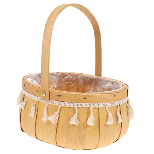 CAXUSD 1pc Small Woven Flower Basket Lace Edge Portable Storage Container for Home Decor Organizing and Flower Arrangements Decorative Basket for Sundries