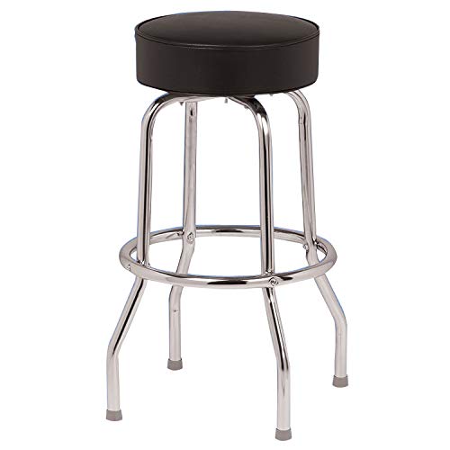 Black and Chrome Swivel Bar Stool with Commercial Seating 30 Inch