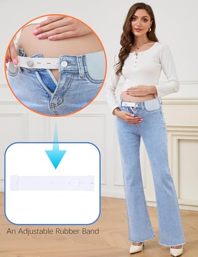Image of PACBREEZE Women's Maternity Flare Jeans Mid-Rise Stretchy Bell Bootcut Jeans Denim Pregnancy Pants, S-XXL
