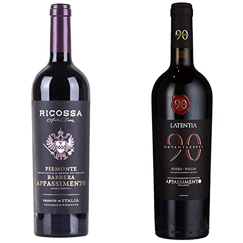 Ricossa Barbera DOC Appassimento Trocken (1 x 0.75 L) & Novantaceppi Appassimento Puglia IGT Rotwein halbtrocken, 0,75 l Cover