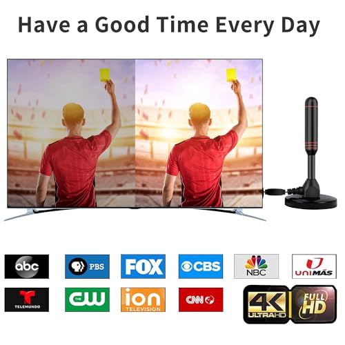 Image of TV Antenna Indoor Antenna for Smart TV with 2 Amplifier Signal Booster for Long Range Reception and All Smart TVs HD Digital Antenna for Local Channels Supports 4K 1080p(Black)