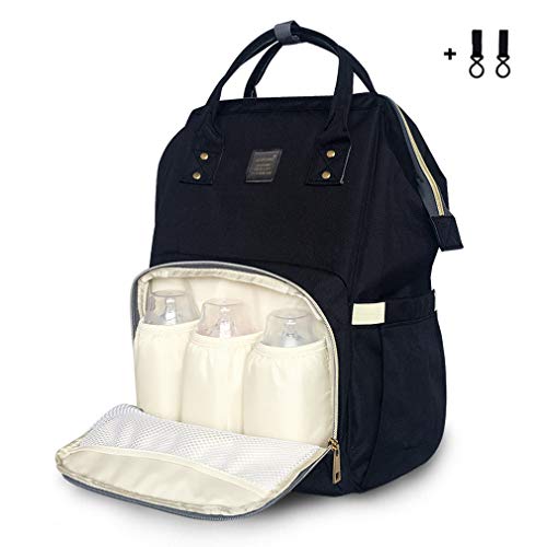 Diaper Bag Waterproof Travel Backpack Maternity Bag for Mom Dad, Black