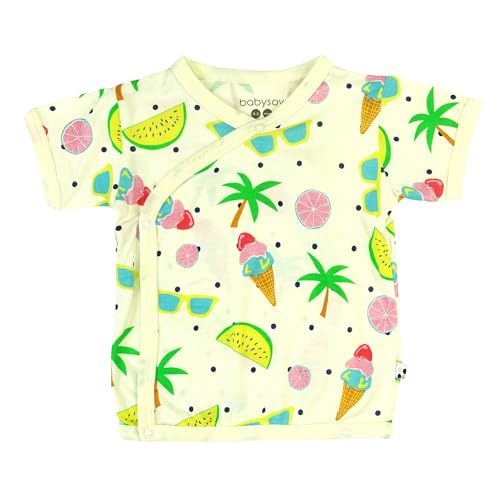 Babysoy Unisex Baby Toddler Short Sleeve Wrap Around Kimono Tee Shirt