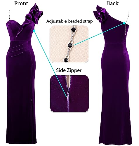 Image of VFSHOW Womens Ruffle One Shoulder Formal Prom Gala Maxi Dress Evening Gown