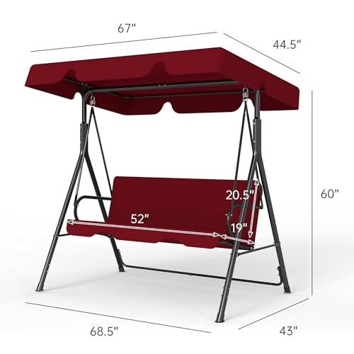 image for Murago Outdoor Patio Swing Chair with Adjustable Canopy, Heavy Duty St