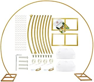 LANGXUN Large Size Golden Metal Round Balloon Arch kit Decoration, for Birthday Party Decoration, Wedding Decoration, Graduation Decorations and Baby Shower Photo Background Decoration (GOLD 2.7M)
