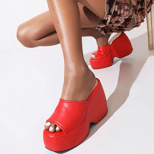 Women's Fish Mouth Platform Wedge Sandals Outdoor Comfortable Slip On Non-slip Summer Chunky High Heel Backless Mule Sandals2