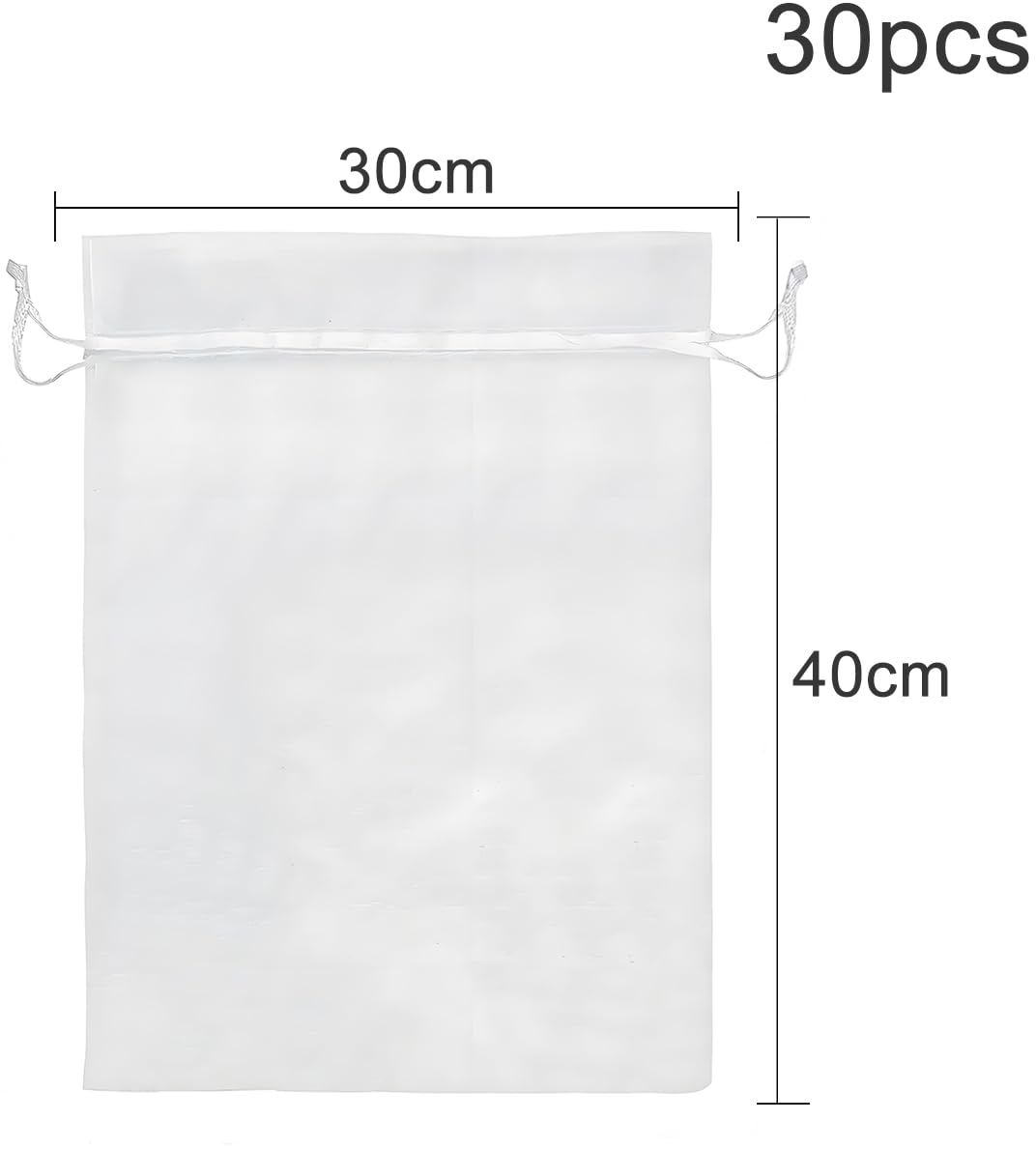 DAHI 30 bolsas de organza de 40 cm, 30 unidades para rellenar, para joyas, bodas, bolsas de organza (30 x 40 cm/30 unidades)