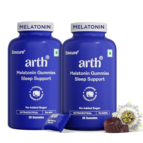 Image of Arth 5mg Melatonin Gummies For Deep Sleep, Relaxation & Calmness -60 Sleep Gummies for Men & Women | L-Theanine, Chamomile & Passion Flower | Regulates Sleep Cycle | No Added Sugar | Cranberry Flavour