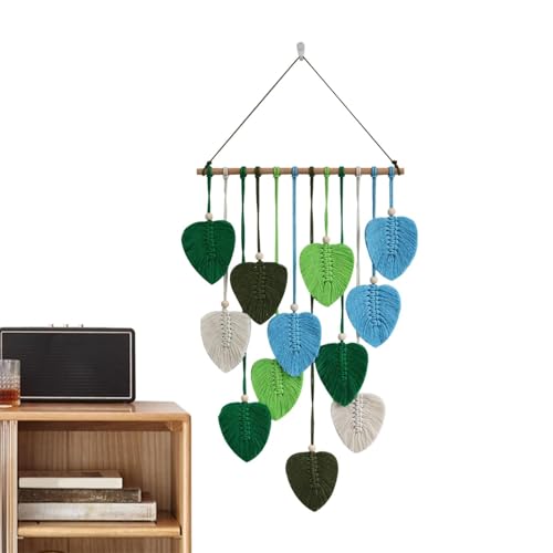 Tapisserie macramé Bexdug drapée en feuille boho pour mur