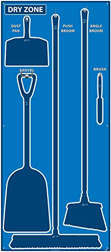 NMC SB131FG 5S Dry Zone Janitorial Shadow Board, 68"x30", Blue/Blue, Pro Series Acrylic Sign (Tools Sold Separately)