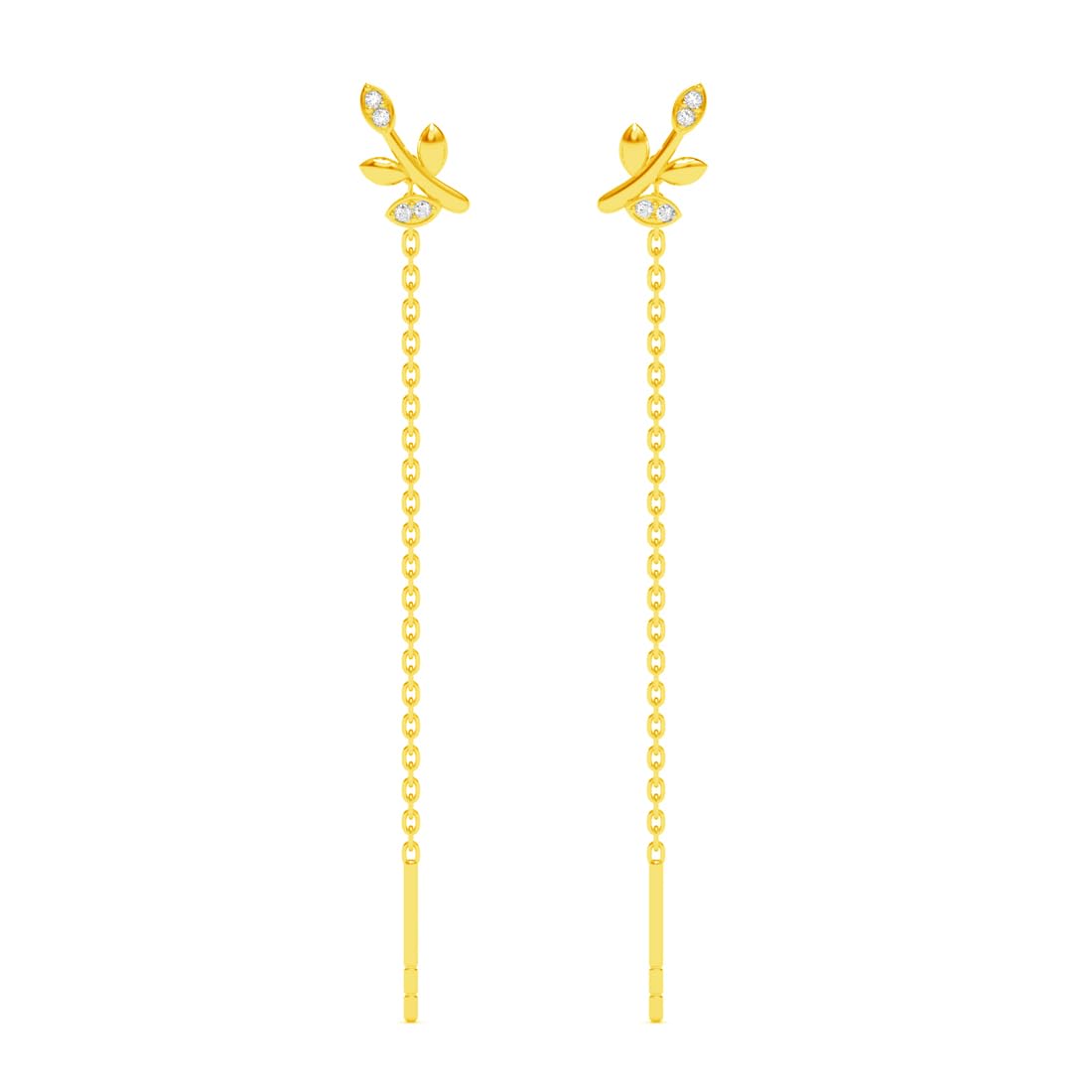 clara 925 Sterling Silver Leafy Sui Dhaga Threader Earrings | Gold Plated Long Chain|Gift for Women and Girls-picture-31