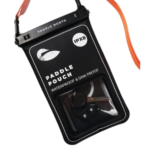 Paddle North Waterproof Floating Phone Pouch - Small Dry Bag Perfect for Phone and Keys with Removable Long Lanyard, Fits iPhone 15, 14, 13, 12 Pro Max, IPX8 Cellphone Small Bag - Black