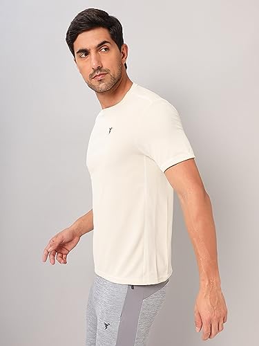 Image of TECHNOSPORT Men's Slim Fit Polyester Activewear Sports T-Shirt with Moisture-Wicking Comfort for Workout, Running & Gym