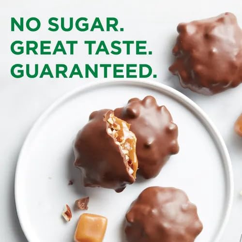 Image of Premium Sugar Free Candy Pecan Delight - 1 lb (16 oz, 32 Pcs) Bulk - Individually Wrapped Zero Sugar Dark Chocolate Car - Diabetic Sugar Free