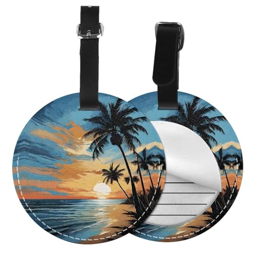 Étiquettes de bagage coucher de soleil tropical lot de 6 pour vos vacances